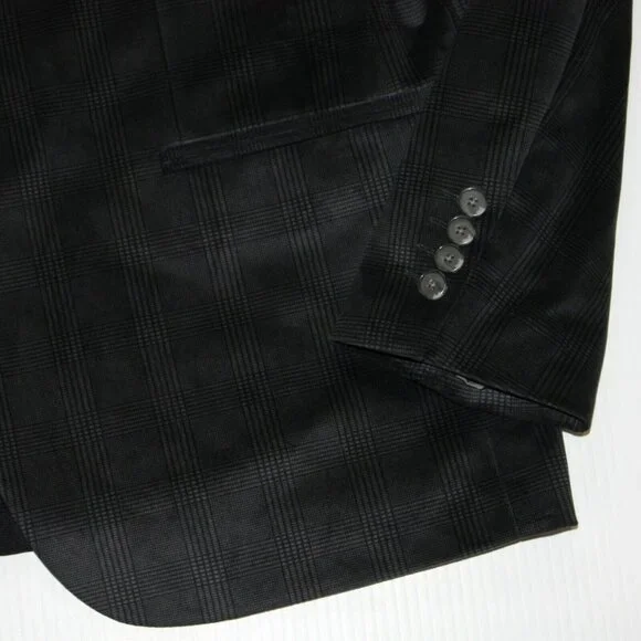 Karl Lagerfeld Men's Black Velour Windowpane Sport Coat Blazer Jacket size US 44